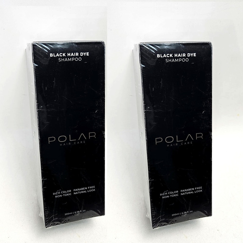 Polar Black Hair Dye Shampoo Rich Color Non-toxic Natural Care 200ml/6.7 oz